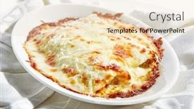  Presentation with pasta restaurant - Audience pleasing PPT theme consisting of restaurant main course of cannelloni pasta with ricotta minced beef spinach isolated on white background traditional dish of the catalan cuisine with greens and cheese close up backdrop and a lemonade colored foreground