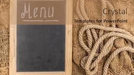  Presentation with restaurant menu - PPT layouts having restaurant-menu-top-view background and a coral colored foreground