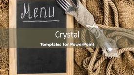  Presentation with restaurant menu - PPT theme with restaurant-menu-top-view background and a tawny brown colored foreground