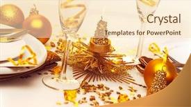  Presentation with champagne gold - Beautiful presentation theme featuring restaurant new year party backdrop and a lemonade colored foreground