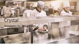  Presentation with professional consultant - Cool new presentation with restaurant order - team of chefs working backdrop and a coral colored foreground