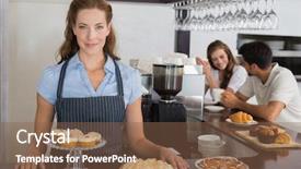  Presentation with coffee shop - Amazing presentation design having restaurant owners - portrait of a smiling female backdrop and a tawny brown colored foreground