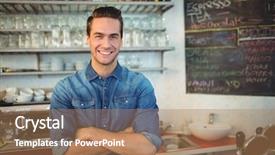  Presentation with respiratory system male anatomy - Amazing PPT theme having restaurant owners - portrait of handsome young male backdrop and a coral colored foreground