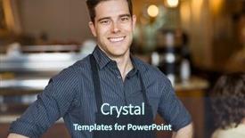  Presentation with happy young student girl holding - Audience pleasing presentation theme consisting of restaurant owners - portrait of happy young male backdrop and a ocean colored foreground