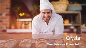  Presentation with cold brew coffee - PPT layouts featuring restaurant owners - portrait of male chef standing background and a coral colored foreground