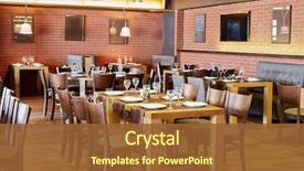  Presentation with furniture - Slide deck having restaurant room with wooden furniture background and a tawny brown colored foreground