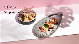  Presentation with food grill - Presentation theme featuring restaurant-seafood-shrimp-grill-seafood background and a lemonade colored foreground