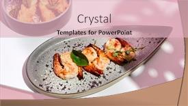  Presentation with food grill - Beautiful slide set featuring restaurant-seafood-shrimp-grill-seafood backdrop and a lemonade colored foreground