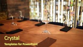  Presentation with napkins - PPT theme with restaurant served with several wineglass background and a  colored foreground