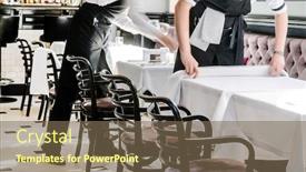  Presentation with restaurant - Beautiful PPT layouts featuring restaurant-service backdrop and a violet colored foreground