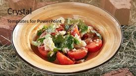  Presentation with restaurant menu - Theme having restaurant starter menu of tomato background and a coral colored foreground