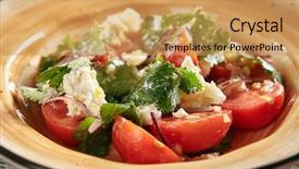  Presentation with vegetable oil - Amazing slide deck having restaurant starter menu of tomato backdrop and a yellow colored foreground