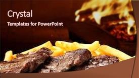  Presentation with restaurant - Presentation theme having restaurant steaks - food background and a wine colored foreground