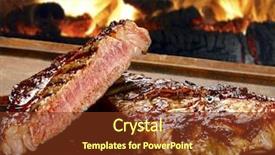  Presentation with grilled - Slide set consisting of restaurant steaks - grilled beef steak background and a tawny brown colored foreground