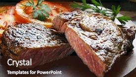  Presentation with beef - Amazing slide deck having restaurant steaks - grilled beef steak backdrop and a tawny brown colored foreground