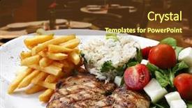  Presentation with grilled - PPT theme consisting of restaurant steaks - grilled meat with trimmings background and a  colored foreground
