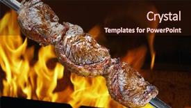 Presentation with barbecue - Beautiful PPT theme featuring restaurant steaks - picanha traditional brazilian barbecue backdrop and a wine colored foreground