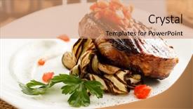  Presentation with steak - Presentation theme with restaurant steaks - steak with grilled aubergines background and a  colored foreground