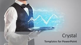  Presentation with waiter - Cool new presentation theme with restaurant system - waiter serving fluctuation concept backdrop and a light gray colored foreground