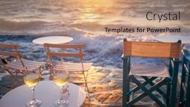  Presentation with summer holiday - Cool new PPT theme with restaurant-table-by-the-sea backdrop and a coral colored foreground