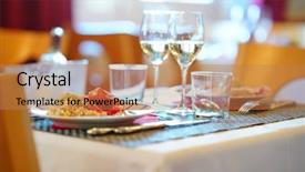  Presentation with closeup of foosball table soccer - PPT theme enhanced with restaurant table set for dinner background and a  colored foreground