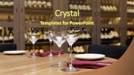  Presentation with cellar - Amazing slide set having restaurant table with wine cellar backdrop and a  colored foreground