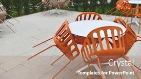  Presentation with spring modern - Presentation theme enhanced with restaurant-tables-and-chairs background and a coral colored foreground