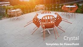  Presentation with spring modern - Slide set featuring restaurant-tables-and-chairs background and a gray colored foreground