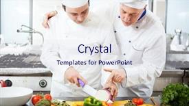  Presentation with work the word in your life - Colorful slide deck enhanced with restaurant training - chefs at work backdrop and a sky blue colored foreground