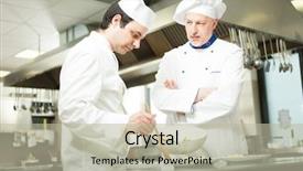  Presentation with legislative committee assistant - Colorful PPT theme enhanced with restaurant training - chief chef watching his assistant backdrop and a mint green colored foreground