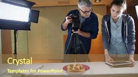  Presentation with class - Cool new presentation design with restaurant training - photographer and student in photoshoot backdrop and a coral colored foreground