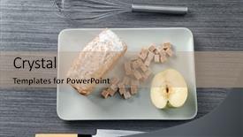  Presentation with kitchen utensils - Presentation design enhanced with restaurant training - set of kitchen utensils background and a coral colored foreground