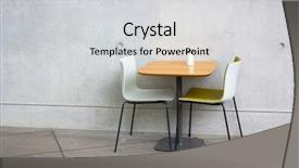  Presentation with grand opening cafe - Audience pleasing PPT layouts consisting of chairs and table at open backdrop and a  colored foreground