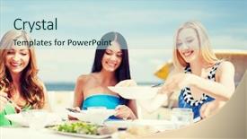  Presentation with holidays - Amazing presentation design having open air restaurants - summer holidays and vacation backdrop and a sky blue colored foreground