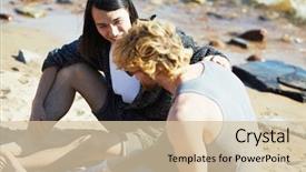  Presentation with beach wedding heart on sand - Presentation theme consisting of restful guys sitting on sandy background and a lemonade colored foreground