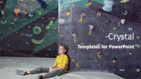  Presentation with climbing - Cool new slide deck with restful schoolboy in activewear sitting on mat against climbing wall after training while enjoying break backdrop and a dark gray colored foreground