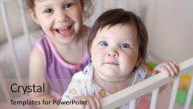  Presentation with play kids - Slide deck having resthome safety - two little kids play together background and a coral colored foreground