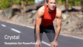  Presentation with trail running runner - Slides featuring resting after running jogging man background and a gray colored foreground