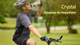  Presentation with benefits of drinking water - Colorful slide set enhanced with resting and drinking from water backdrop and a tawny brown colored foreground