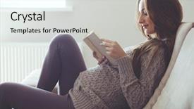  Presentation with pregnant woman - Beautiful PPT layouts featuring resting at home and reading backdrop and a light gray colored foreground