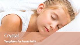  Presentation with year in review - Slides having resting children - beautiful seven year old girl background and a coral colored foreground