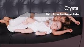  Presentation with couch potato - Cool new PPT theme with resting children - brother and sister lying backdrop and a  colored foreground