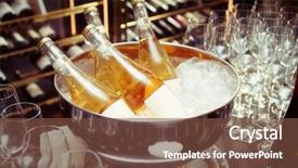  Presentation with bottling wine - PPT theme with resting in bowl with ice background and a tawny brown colored foreground