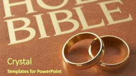  Presentation with wedding rings - Audience pleasing PPT theme consisting of resting on a holy bible backdrop and a red colored foreground
