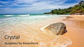  Presentation with tropical beach party - PPT layouts with resting palm tree - exotic tropical beach under blue background and a  colored foreground