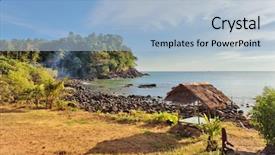  Presentation with blue sky - Audience pleasing PPT theme consisting of resting palm tree - exotic tropical island under blue backdrop and a  colored foreground