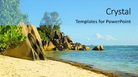  Presentation with sun - Colorful slide set enhanced with resting palm tree - magnificent seychelles under the sun backdrop and a  colored foreground