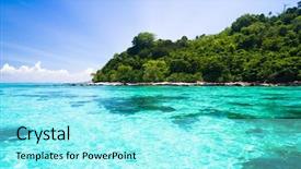  Presentation with lagoon - Colorful presentation enhanced with resting palm tree - scene under the sun lagoon backdrop and a  colored foreground