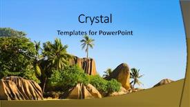  Presentation with boulder - Audience pleasing PPT layouts consisting of resting palm tree - sun boulder composition backdrop and a  colored foreground