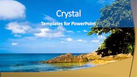  Presentation with sun - Audience pleasing PPT theme consisting of resting palm tree - sunny beach scene backdrop and a  colored foreground
